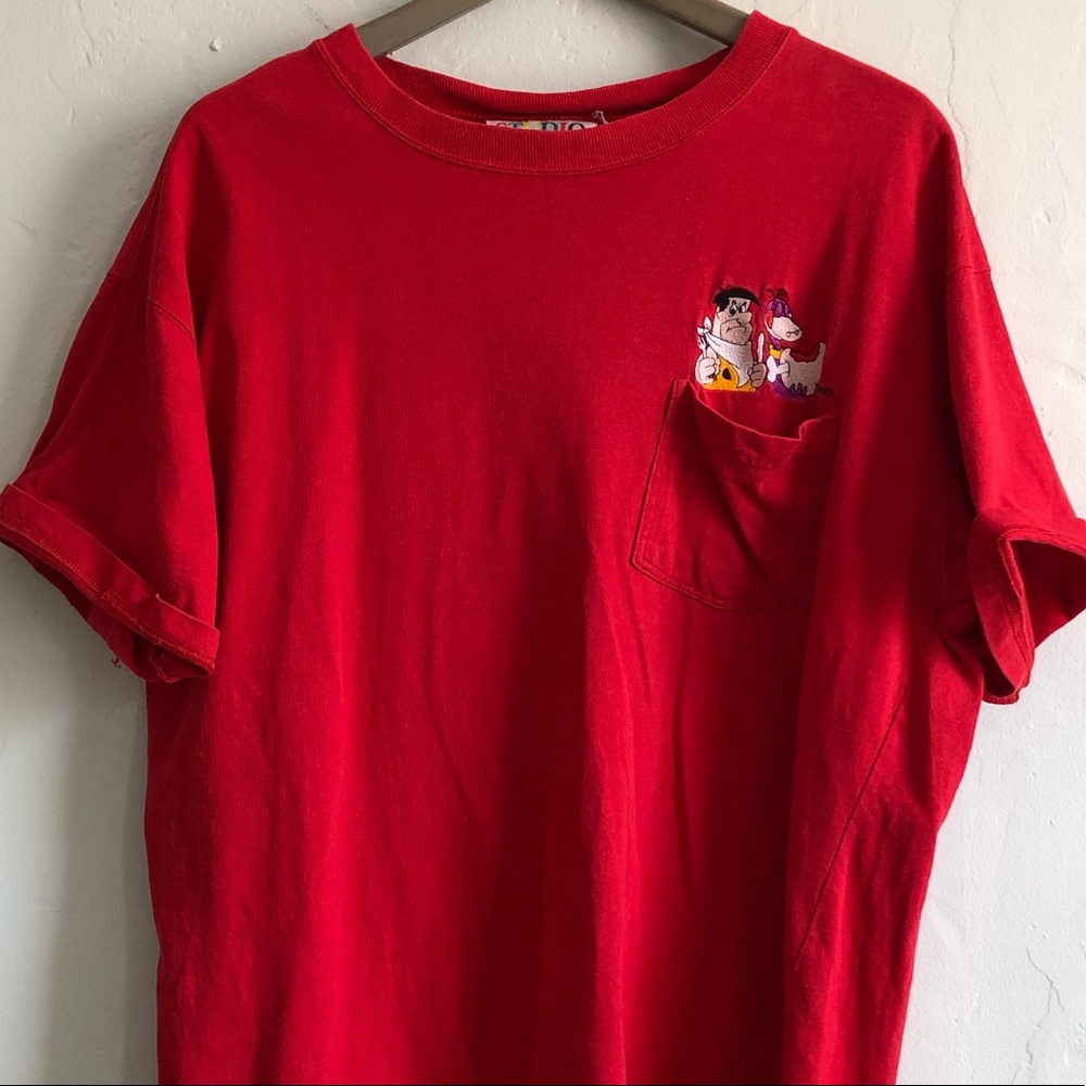 Vintage Studio Grafix Flintstones character embroidered tee size: L - Picture 5 of 5